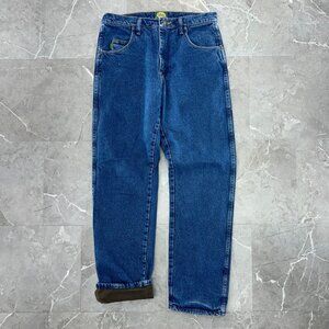 Cabelas Jeans Mens 32x34 Fleece Lined Workwear Denim Pants Blue Hunting